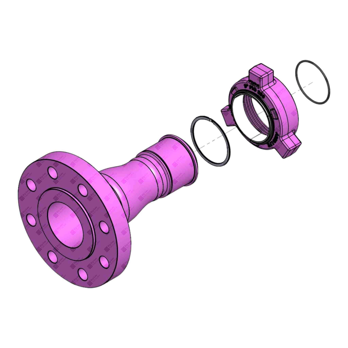 Flange Adapter, 4" 600# RF x 3" 206 M, BW DET, 1480 psi, Sour Service